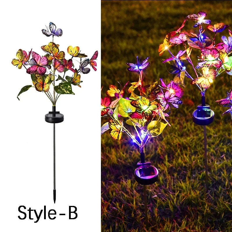 LED Butterfly Garden Summer Camping Yard Landscape Ground Lights Wedding Valentine's Day Outdoor Decoration Solar Lawn Lamp